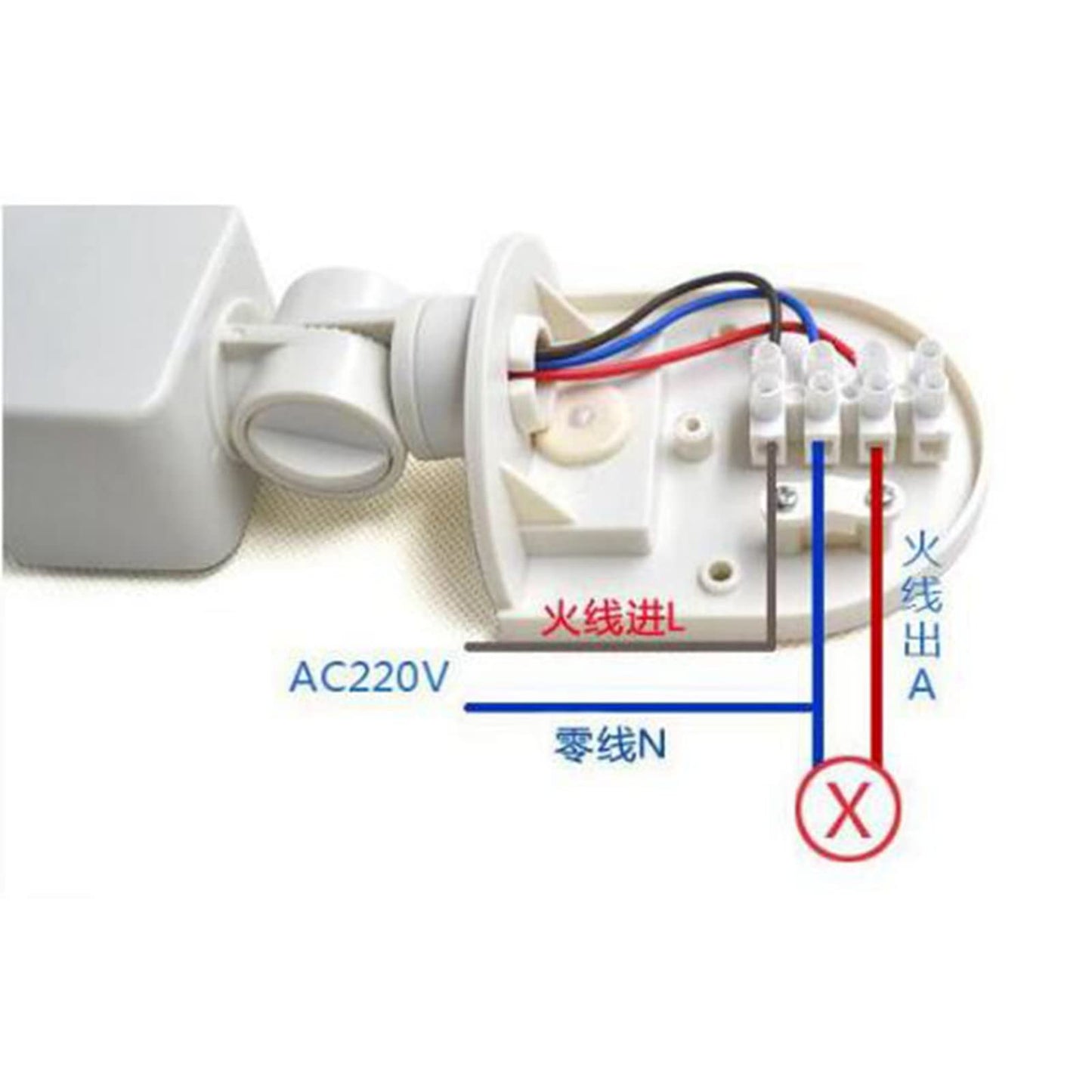 Detector de Movimiento PIR Sensor de Luz de Pared Infrarrojo Negro Exterior