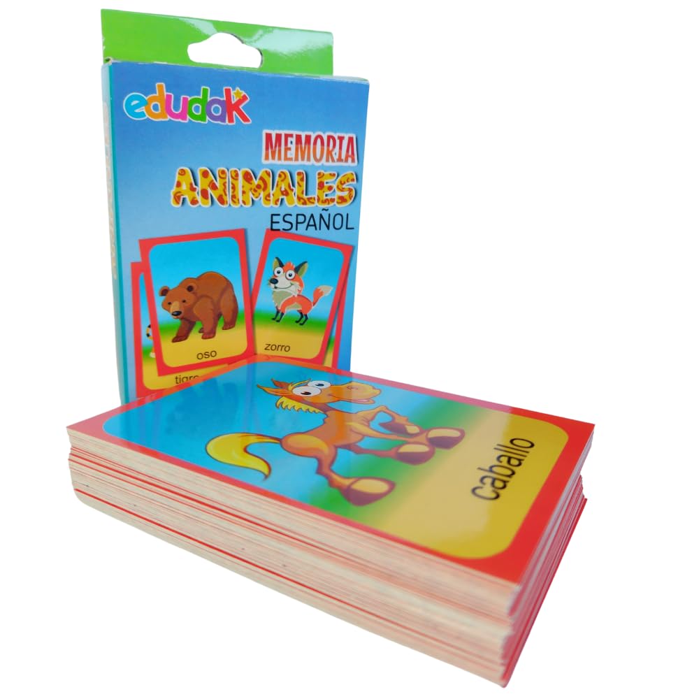 Edudak Juego de Memoria para Niños con Tematica de Animales. 60 Tarjetas. Juego de Mesa Infantil