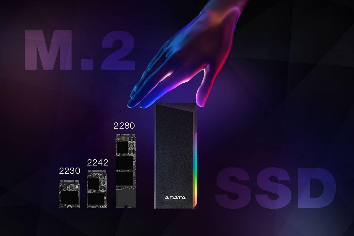 Adaptador de Caja Externa Portátil ADATA Aluminio USB 3 Gen 2 Type-C SSD con Diseño sin Herramientas