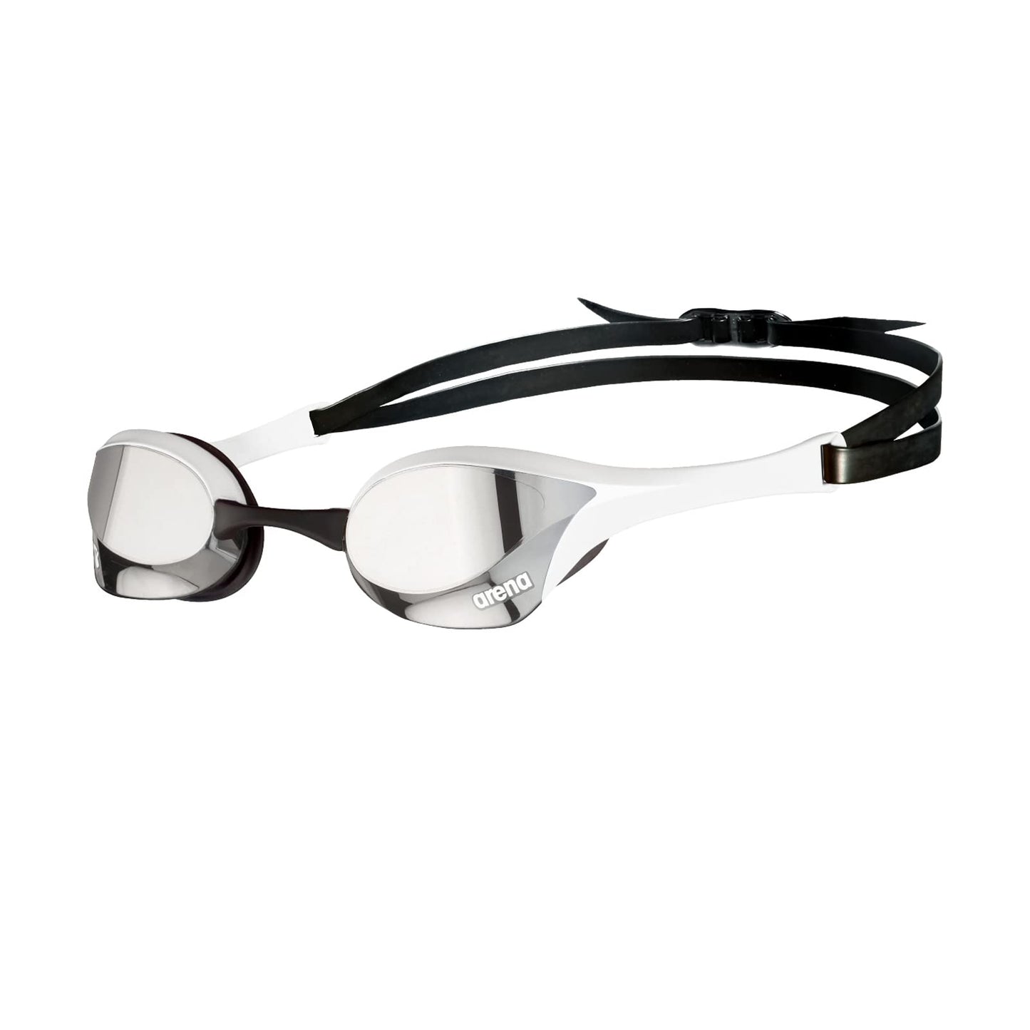 Arena Cobra Ultra Swipe Racing - anteojos de natación para Hombres y Mujeres, Lente Espejo, antivaho, protección UV, Plateado/Blanco