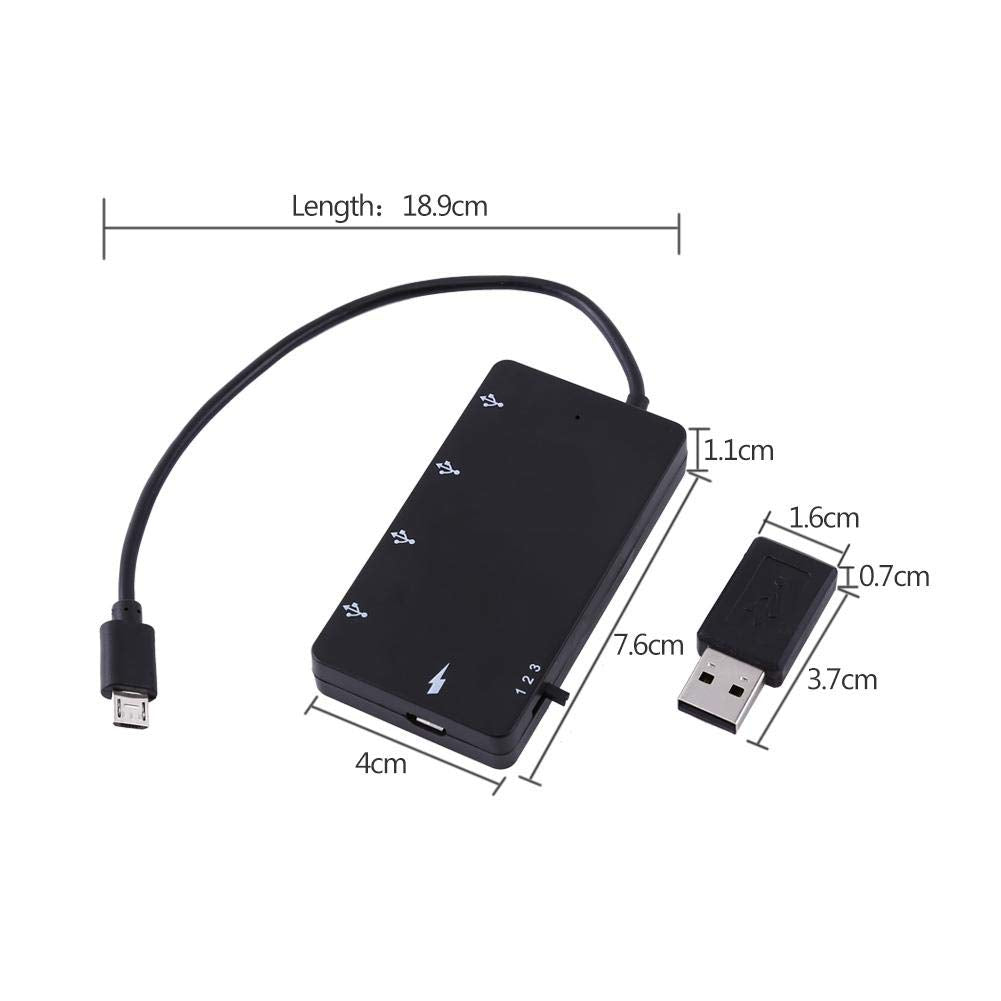Adaptador OTG Tangxi Negro 4 Puertos USB 2.0 HUB con Lector de Tarjetas