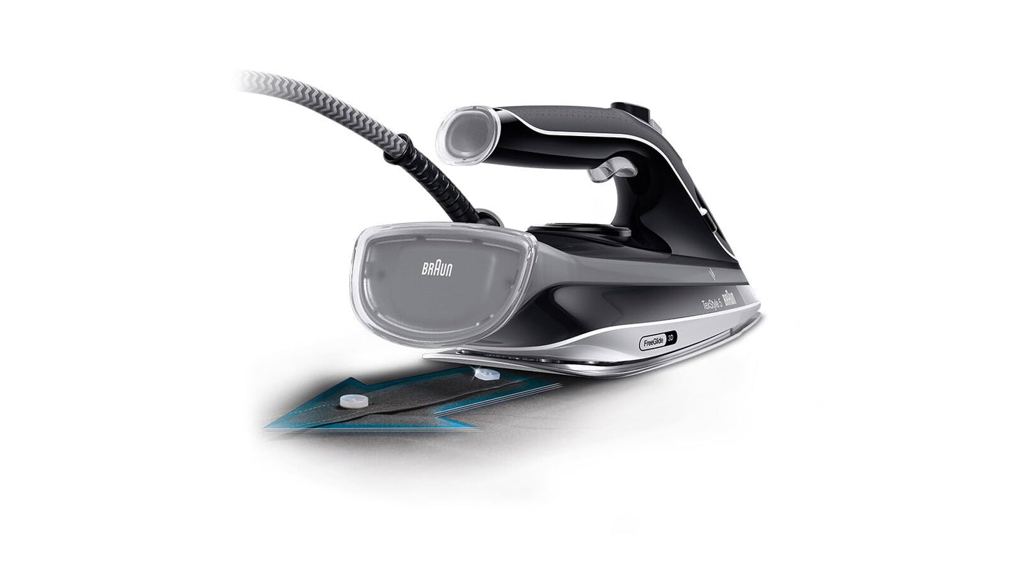 Braun FreeStyle 5 SI 5188 BK - Plancha con suela FreeGlide 3D, vapor vertical, 2800 W, golpe de vapor 220 g/min, depósito de agua de 330 ml, color negro