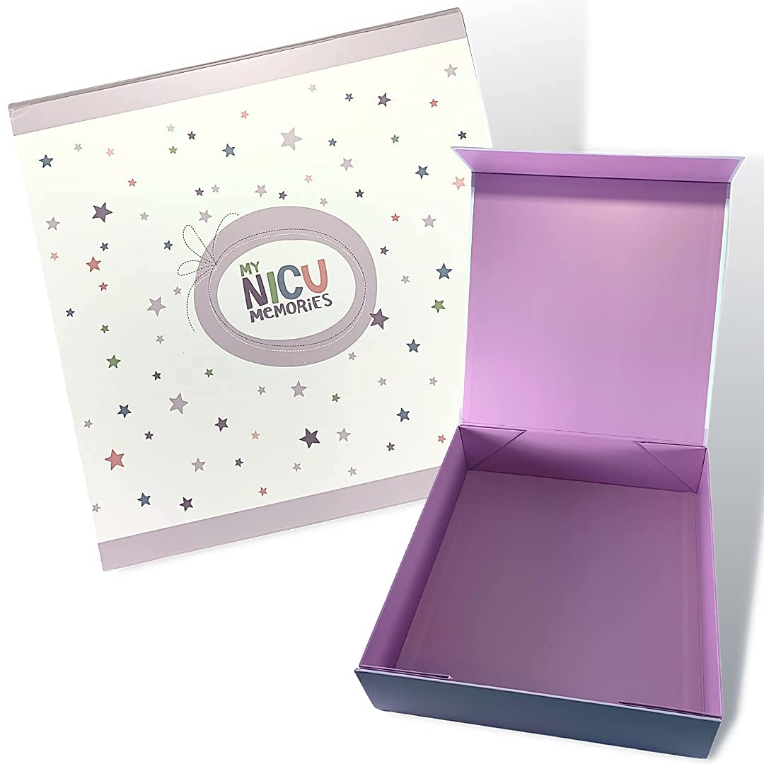 Caja de almacenamiento grande Every Tiny Thing 'My NICU Memories' – Caja de cierre magnético para guardar recuerdos de NICU (blanco, grande)