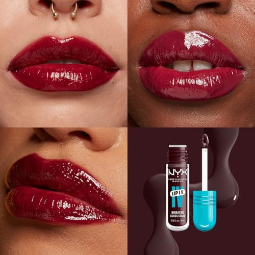 NYX Professional Makeup, LIP IV Gloss Serum Hidratante, Tono: Mauve N Moist. Tinta de Labios hidratante con alto pigmento infusionado con agua de coco y magnesio. Fórmula vegana.