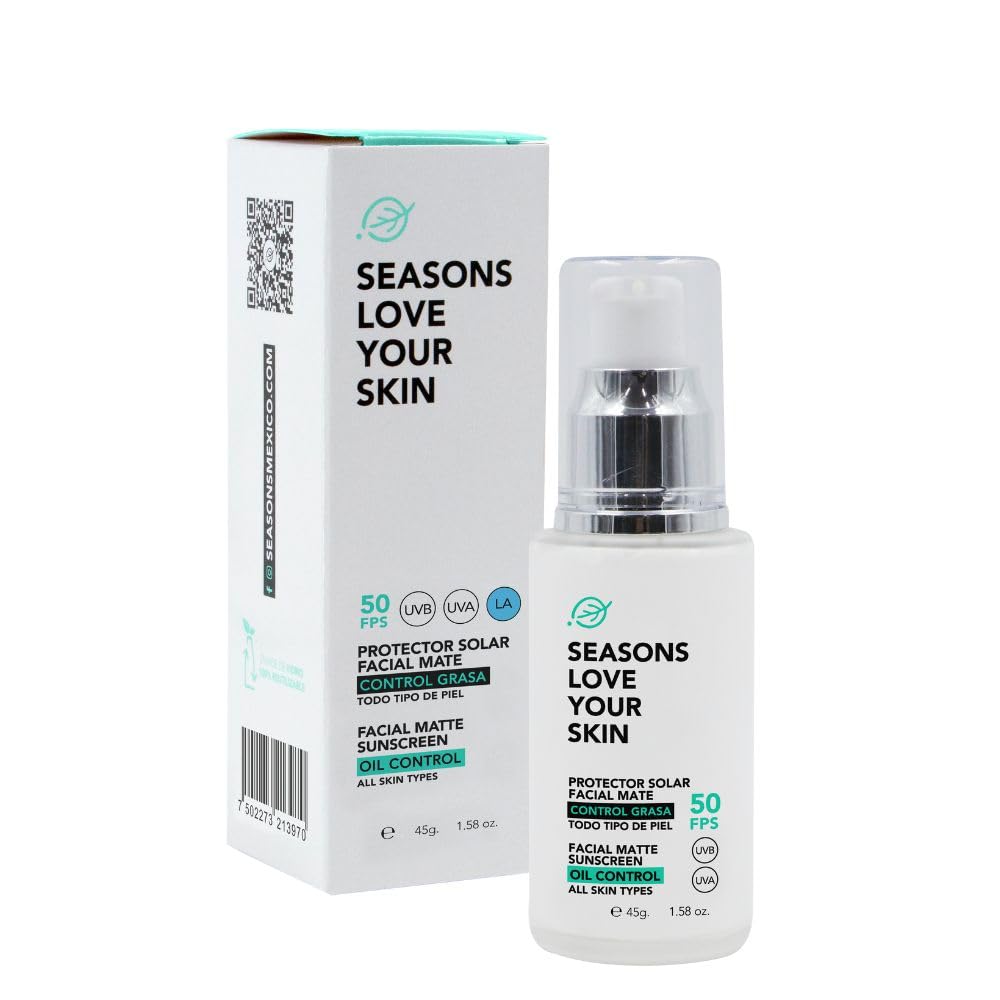 Seasons Love Your Skin Tratamiento con Niacinamida: Limpiador Facial en Espuma Detox + Serum Facial Niacinamida + Protector Solar FPS 50 Efecto Mate