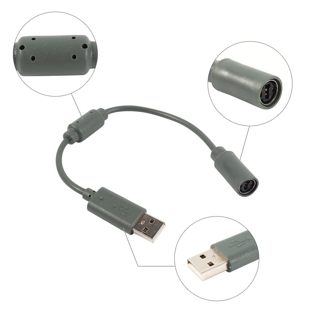 Mando Con Cable Usb de Repuesto Cable Adaptador de Conexión Breakaway para Xbox360(Gris)