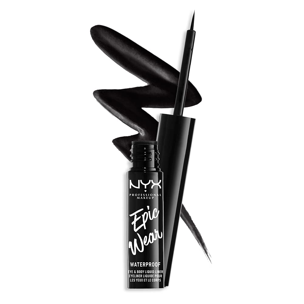 NYX Professional Makeup,Epic Wear, Delineador Líquido de Ojos, Black, 3.5ML