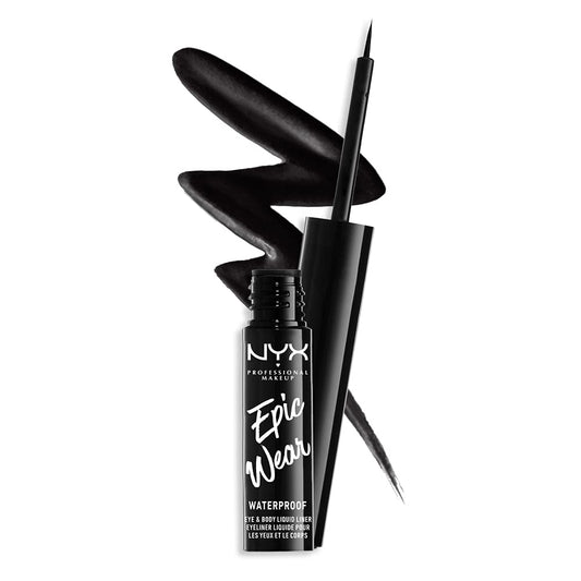 NYX Professional Makeup,Epic Wear, Delineador Líquido de Ojos, Black, 3.5ML