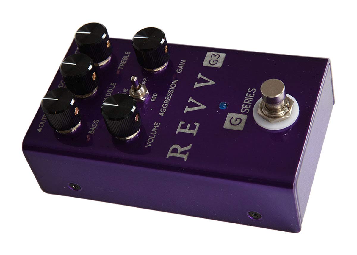 Pedal de Preamplificador Revv G3 morado de Sobremarcha y Distorsión para Guitarra