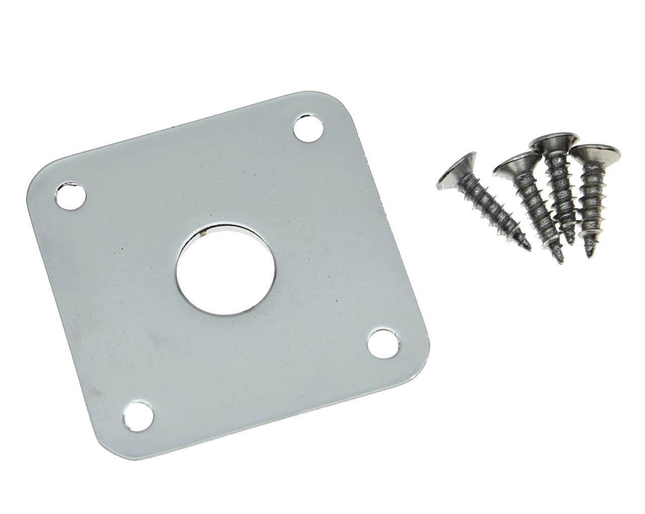 KAISH Chrome Flat Bottom Metal Jack Plate Flat Base Square Jackplate for Les Paul LP Guitars