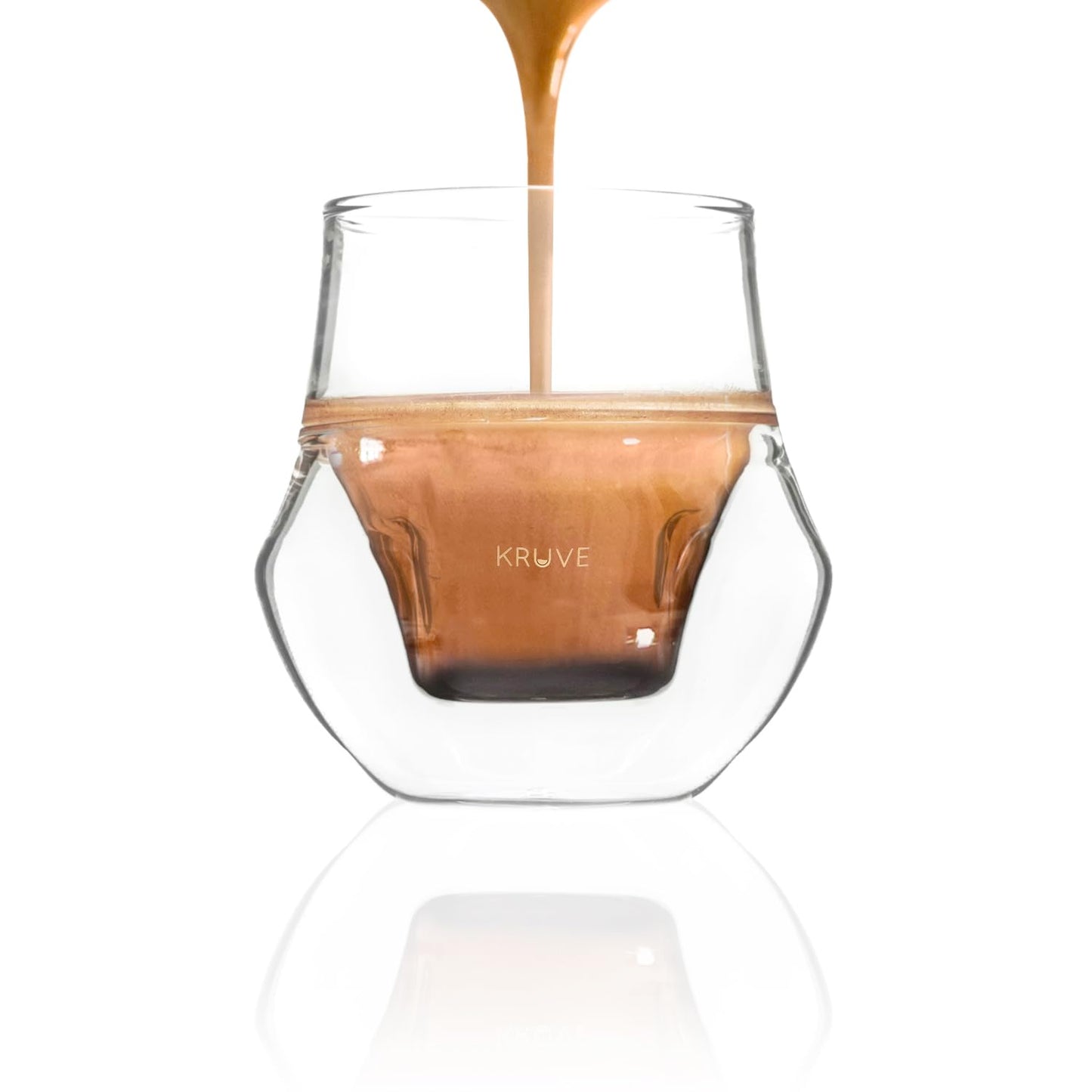 KRUVE Propel - Vaso de expreso, hecho a mano, de doble pared, transparente, 0.1 oz, diseño científico (juego de dos)