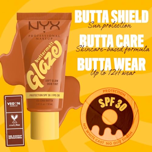 Tinta de Maquillaje Glaze Tint con SPF 30 de Nyx Professional Makeup, Tono Chai Butta (Café Claro)