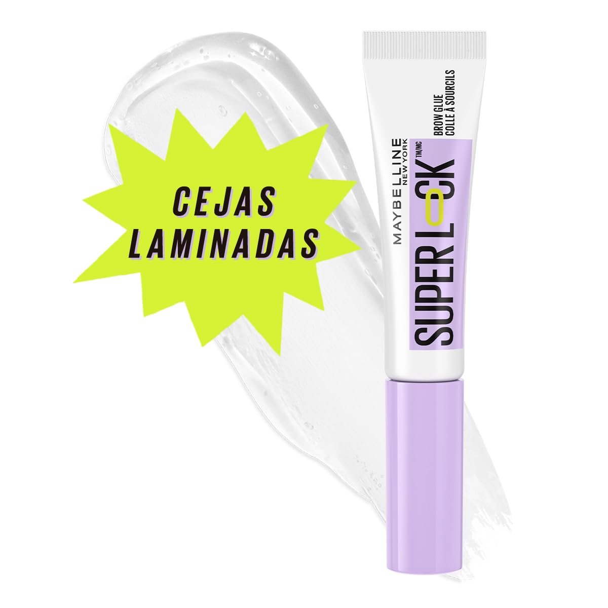 Maybelline New York SuperLock Gel fijador de cejas transparente, 7ml. Cejas esculpidas y estilizadas hasta por 24H, laminado rápido, sin sensación pegajosa, a prueba de sudor