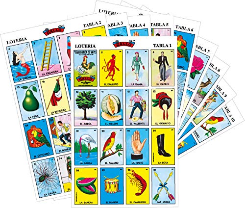 Loteria - Paquete de 2 Don Clemente, loteria mexicana Jumbo, paquete de 20 tableros grandes y 2 barajas de cartas