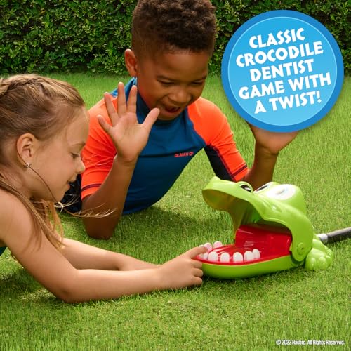 Hasbro Juego de Agua de cocodrilo para Dentista, Juego de Agua para niños, aspersor de Patio Trasero, Juegos al Aire última intervensión para diversión de Verano