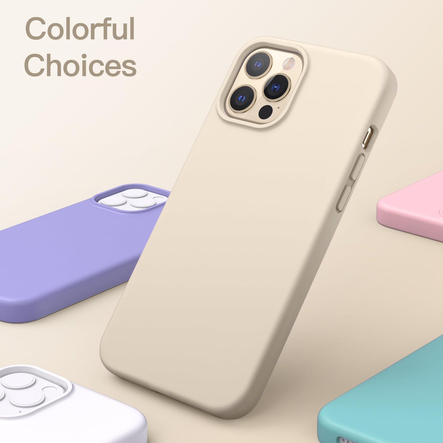 JETech Funda Silicona para iPhone 12 Pro MAX 6.7 Pulgadas, Protectora de Cuerpo Completo con Tacto Suave y Sedoso, Antigolpes Carcasa con Forro de Microfibra (Oro)