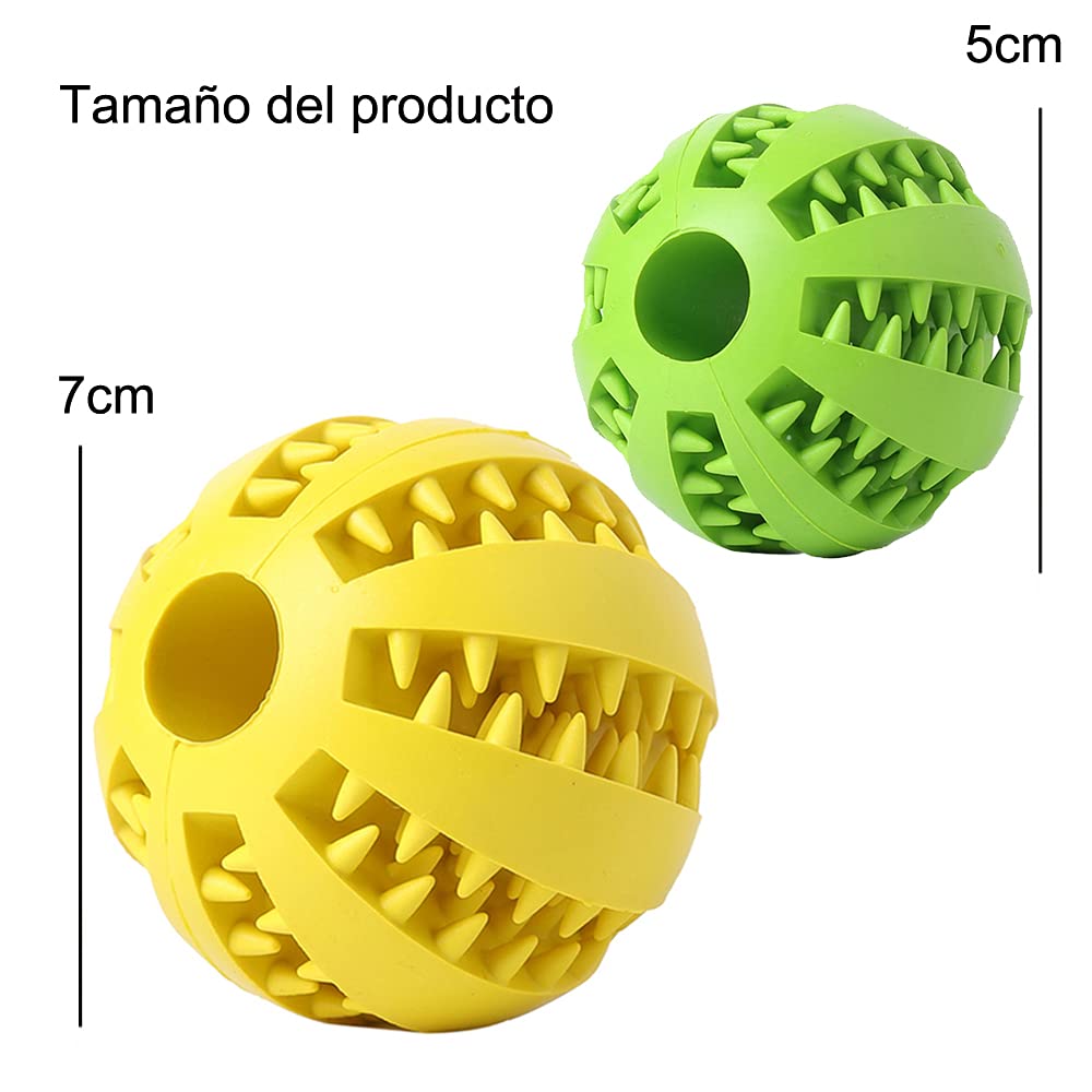 LISAPRO Pelotas Grandes de Goma para Mascotas, duraderas, funcionales para Limpieza y Cuidado Dental para Mascotas, Juguete para Perro, Pelota de Goma Resistente a mordeduras(1Verde +1 Amarillo)