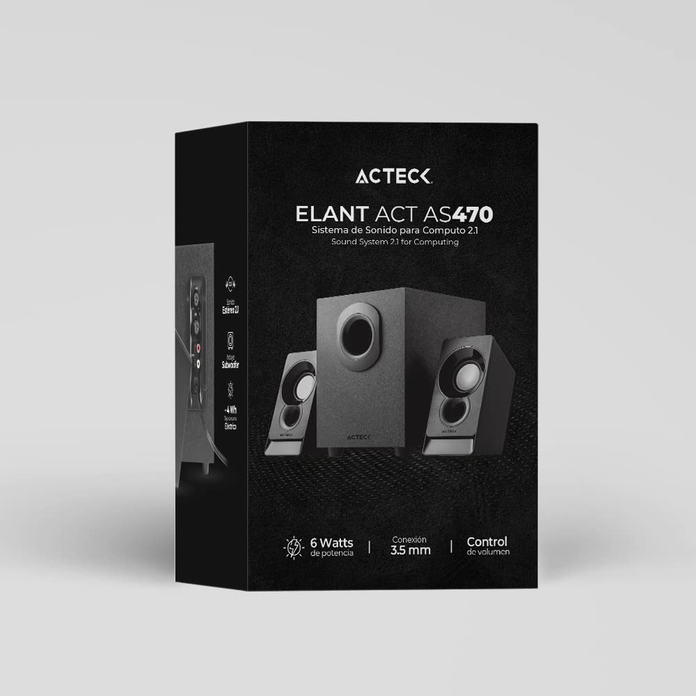 Acteck Sistema de Sonido Elant Act AS470 2.1 Ch + Subwoofer Alambrico Negro Advanced Series