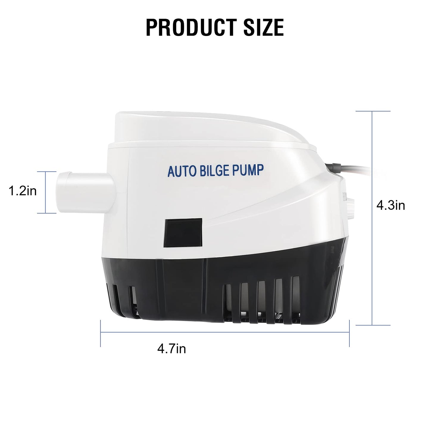 AURELIO TECH 750GPH Automatic Submersible Small Boat Bilge Water Pump with Float Switch 3/4 inch (19mm) Outlet Diameter Hose