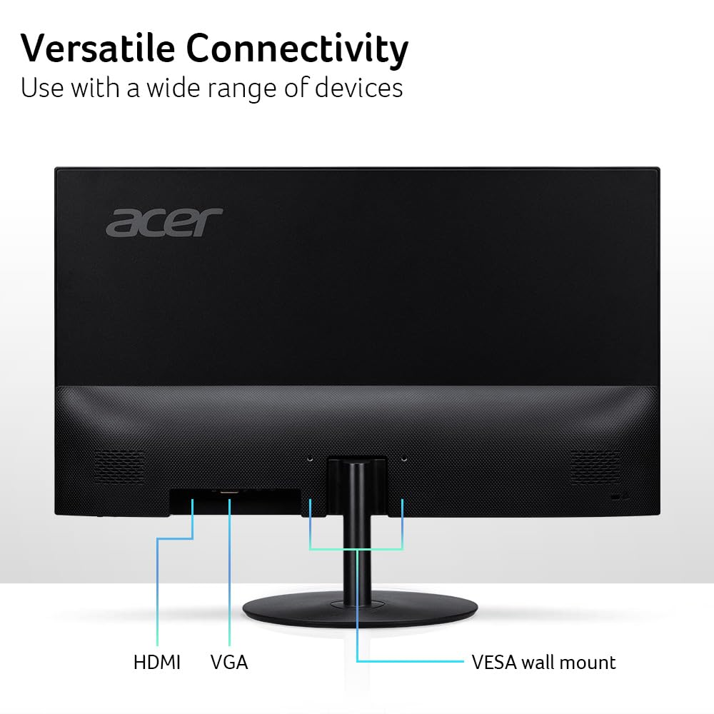 Acer Monitor SB242Y EBI 23.8" FHD (1920 x 1080) Panel IPS | Tecnología AMD FreeSync | Diseño Ultra Slim | 100Hz | 1ms (VRB) | Puertos HDMI y VGA
