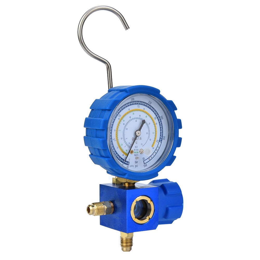 Manómetro de aire Acondicionado para R22 / R410A / R134A / R407C Herramienta de Refrigeración de Aire Acondicionado de Baja Presión con mirilla G1 / 4