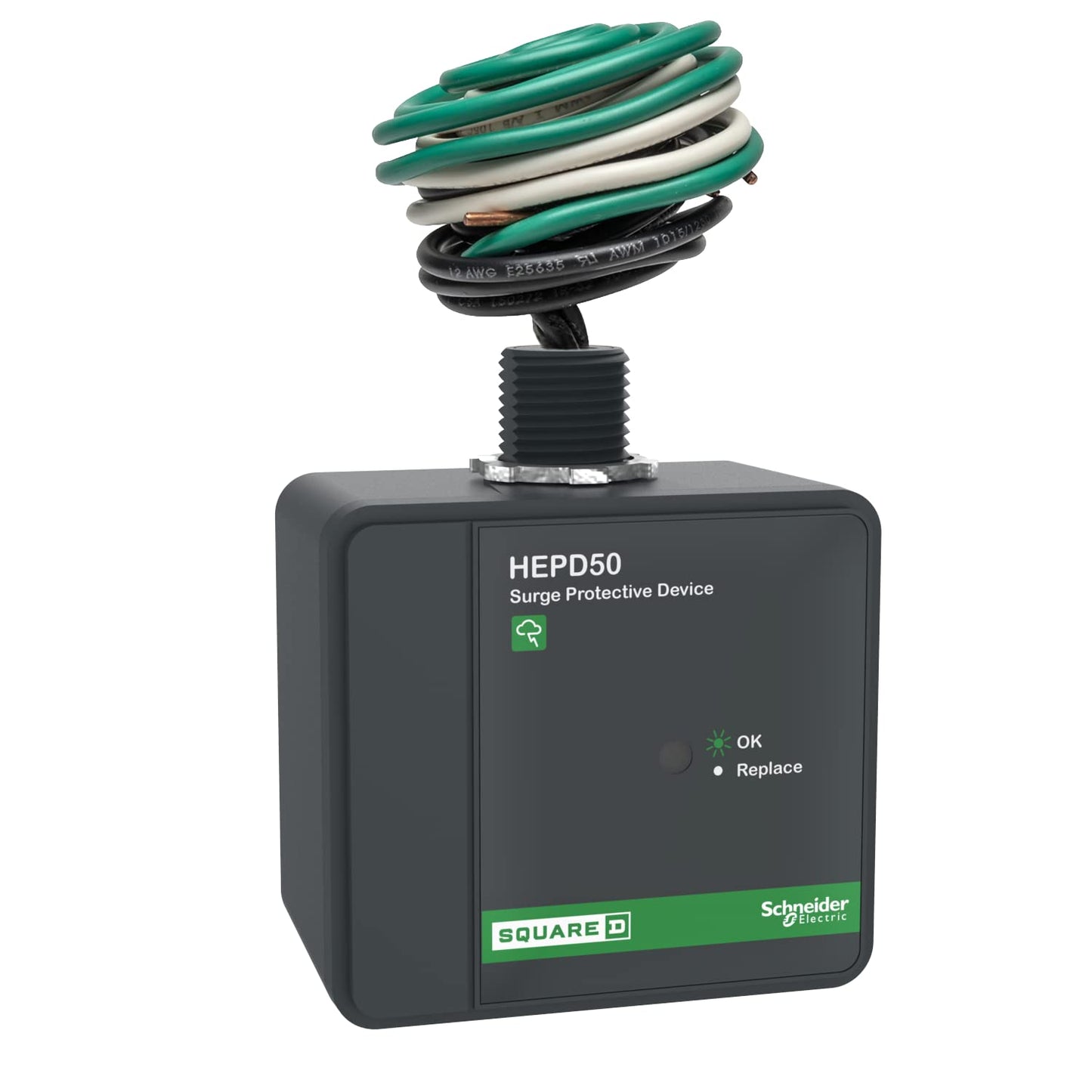 Square D HEPD50 Dispositivo Universal de protección contra sobretensiones para Toda la casa, 1 Fase, 3 Cables para 120/240 V, 50 kA, Negro