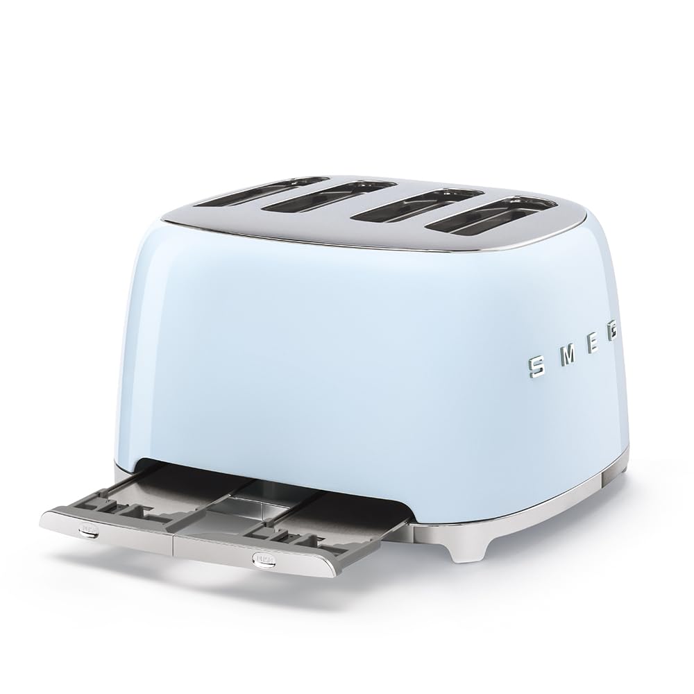 Smeg Tostador 2x2 4 Rebanadas color Azul Pastel, Pequeño, Azul
