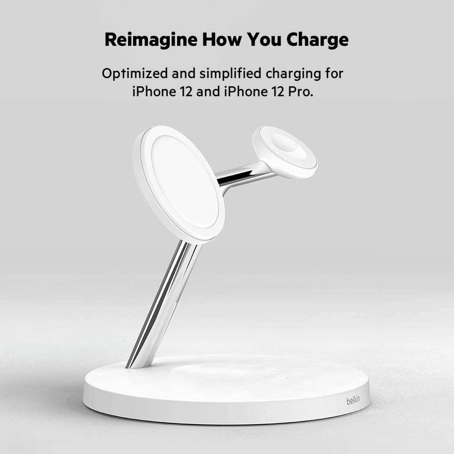 Belkin BoostCharge Pro Cargador inalámbrico 3 en 1 con MagSafe para iPhone 13, 12 + Apple Watch + AirPods (Carga magnéticamente iPhone 13 y 12 Modelos de hasta 15 W)