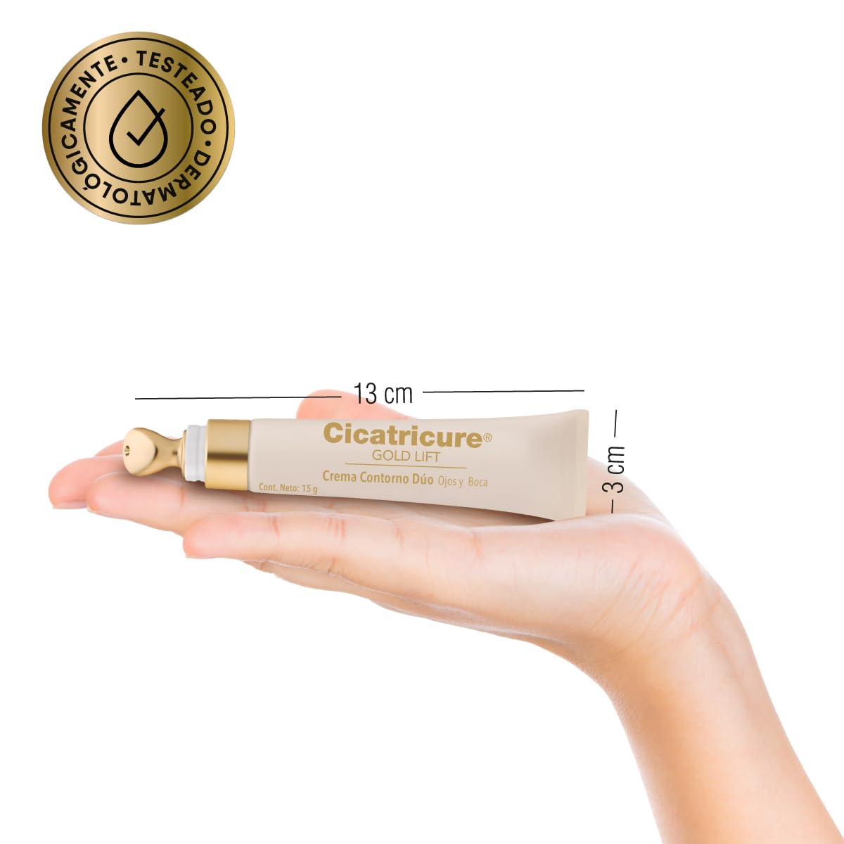 CICATRICURE - GOLD LIFT Contorno Dúo, Ojos y Boca. En 6 semanas reduce arrugas perioculares y código de barras, con péptidos con Oro, Calcio y Silicio, tubo con 15g