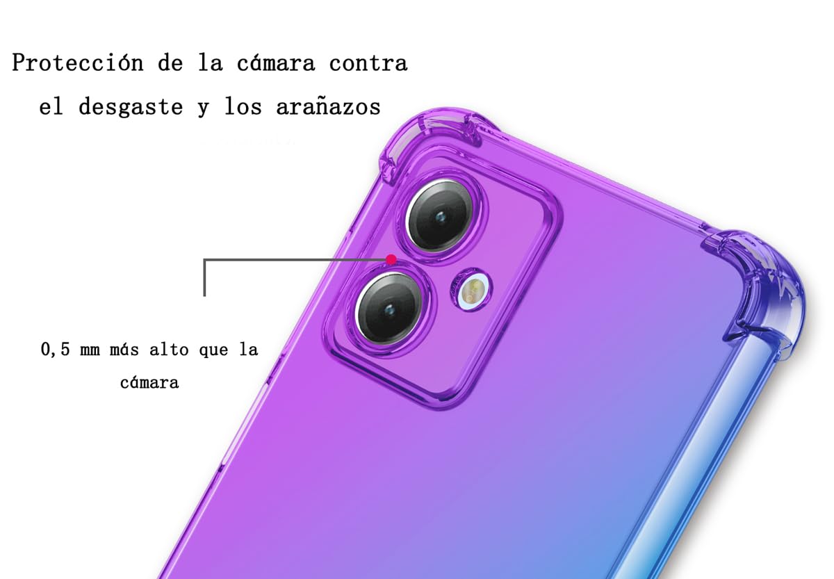 DABUNA Funda para Moto G14 Case Uso Rudo,Transparente Colores Degradados Protectora de Cámara Anticaída Carcasa Bumper(Púrpura Azul)