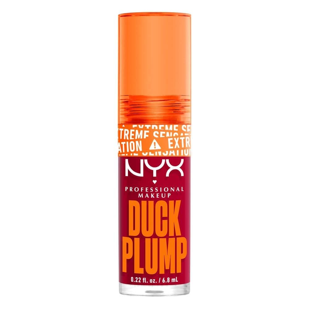 NYX PROFESSIONAL MAKEUP, Brillo labial voluminizador con efecto Plump, Hall of Flame (Rojo Intenso), Gloss infusionado con jengibre picante, Vegano