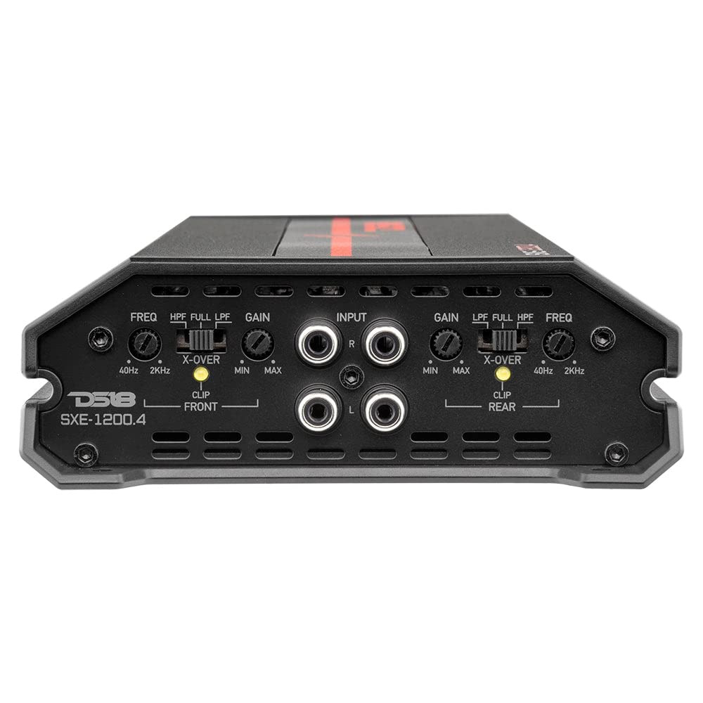 Amplificador de Coche DS18 Negro Rango Completo Clase A/B 4 Canales 1200 Vatios para Sistema de Audio del Coche