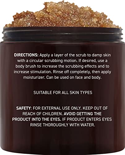 Brooklyn Botany - Brown Sugar Body Scrub - Exfoliating Face Scrub & Body Scrub for Cellulite, Stretch Marks, Skin Blemishes, and Varicose Veins, 10 oz