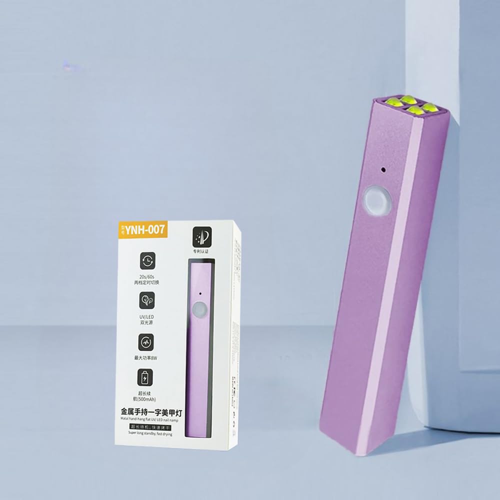 JESWO Lampara para Uñas profesional Recargable, Lampara 4 UV/LED para Uñas de 8W, 2 Ajustes de Temporizador, Lampara LED para Uñas Portátil de Aluminio, Uso en Hogar y Salón