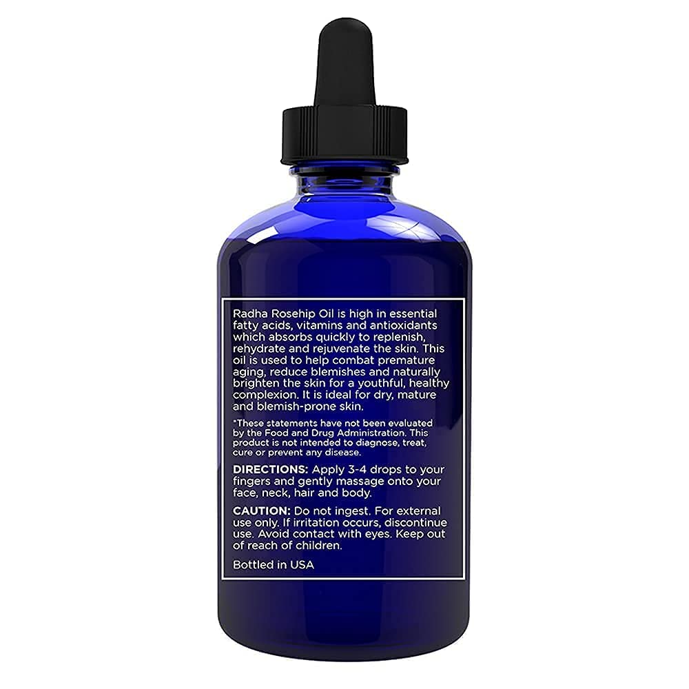Radha Beauty Aceite de Rosa Mosqueta Orgánico 100% Puro, 120 ml