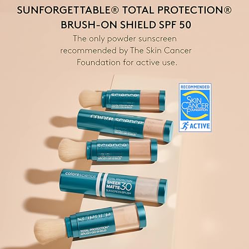 Colorescience. Sunforgettable Total Protection Brush-On Shield SPF 50, UVA /UVB, Protector solar mineral facial en polvo con color - Tono Medium, antioxidantes, traslucido, mate, 6gr.