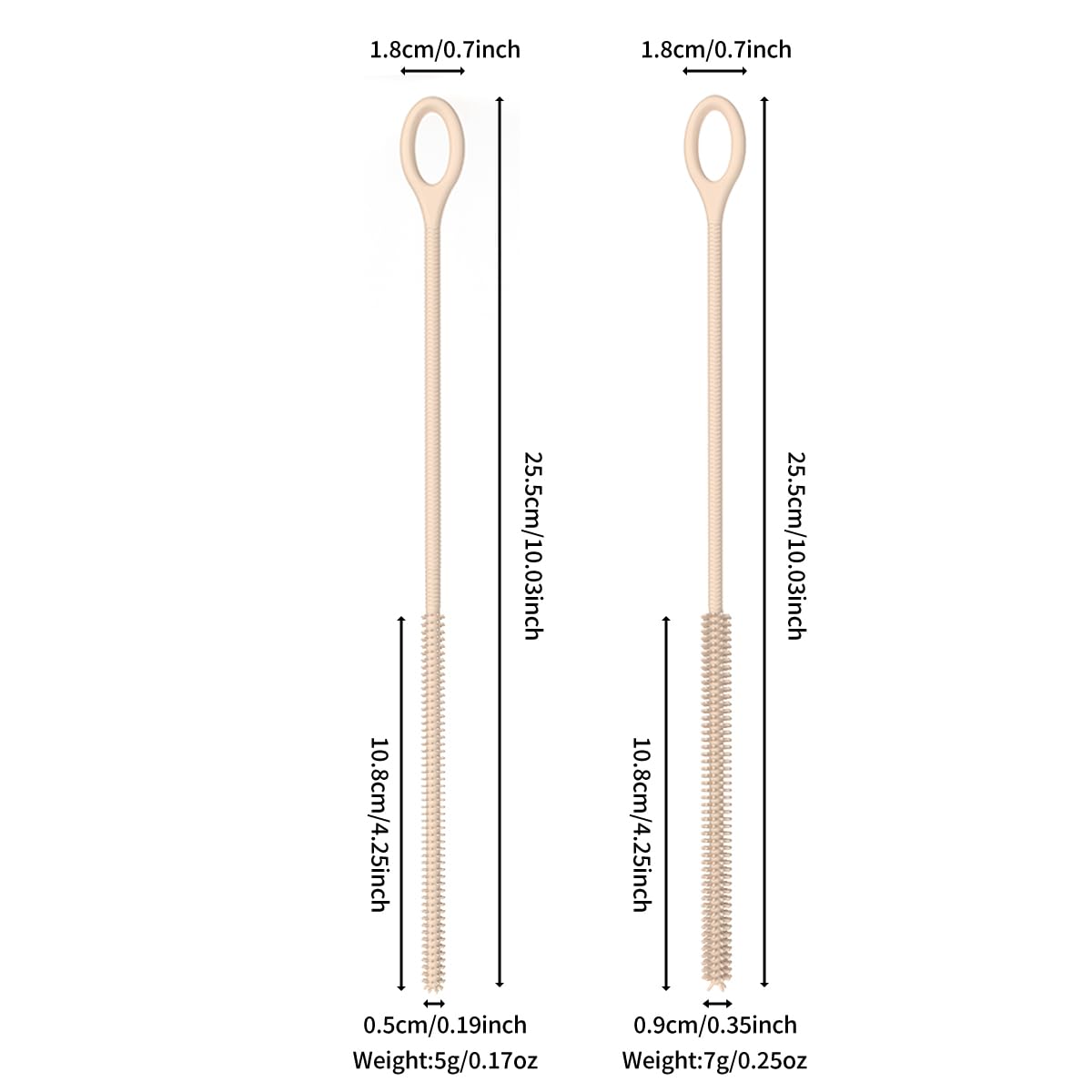 vodvob 2 cepillos limpiadores de pajitas de silicona, limpiador de pajitas reutilizable de 9,84 pulgadas con núcleo de acero flexible, cepillo de botella suave extra largo para limpiar pajitas de vidr