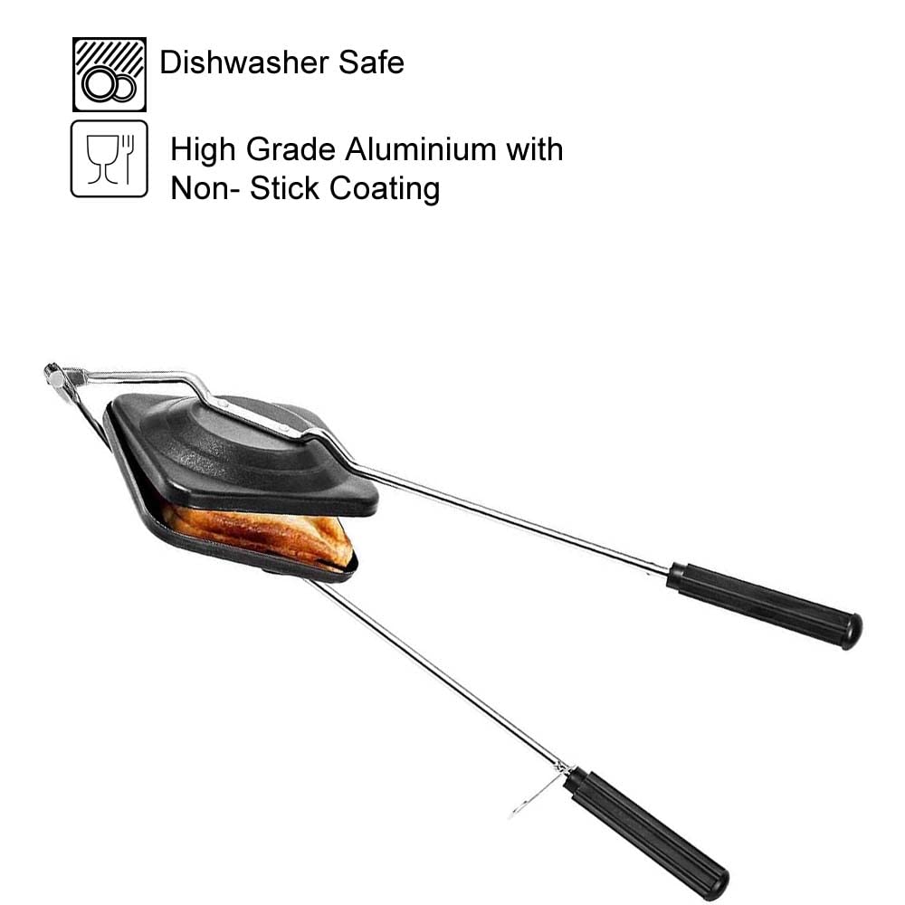 AnNafi® Sandwichera | Parrilla de prensa de sándwiches para gas y estufa, sartén antiadherente para sándwiches de queso a la parrilla calientes y crujientes y cubano, platillo volador de hierro fundido fácil de usar para fogatas exteriores