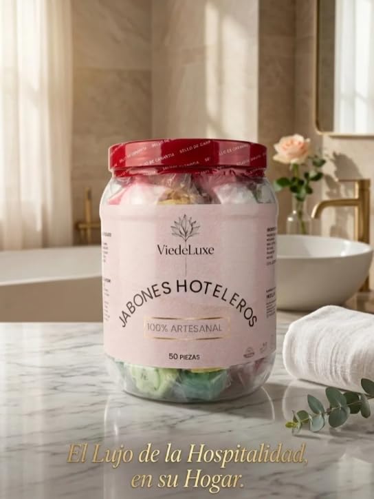 Jabones Hoteleros Artesanales Viedeluxe 50 Piezas 11 g | Mini Jabón Individual para Hotel, Airbnb, Spa y Amenidades de Higiene Personal