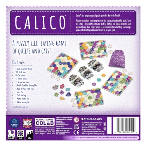 AEG | Calico - Juego de Mesa galardonado para Toda la Familia | Estrategia, Gatos, acolchado | 1-4 jugadores | A Partir de 10 años
