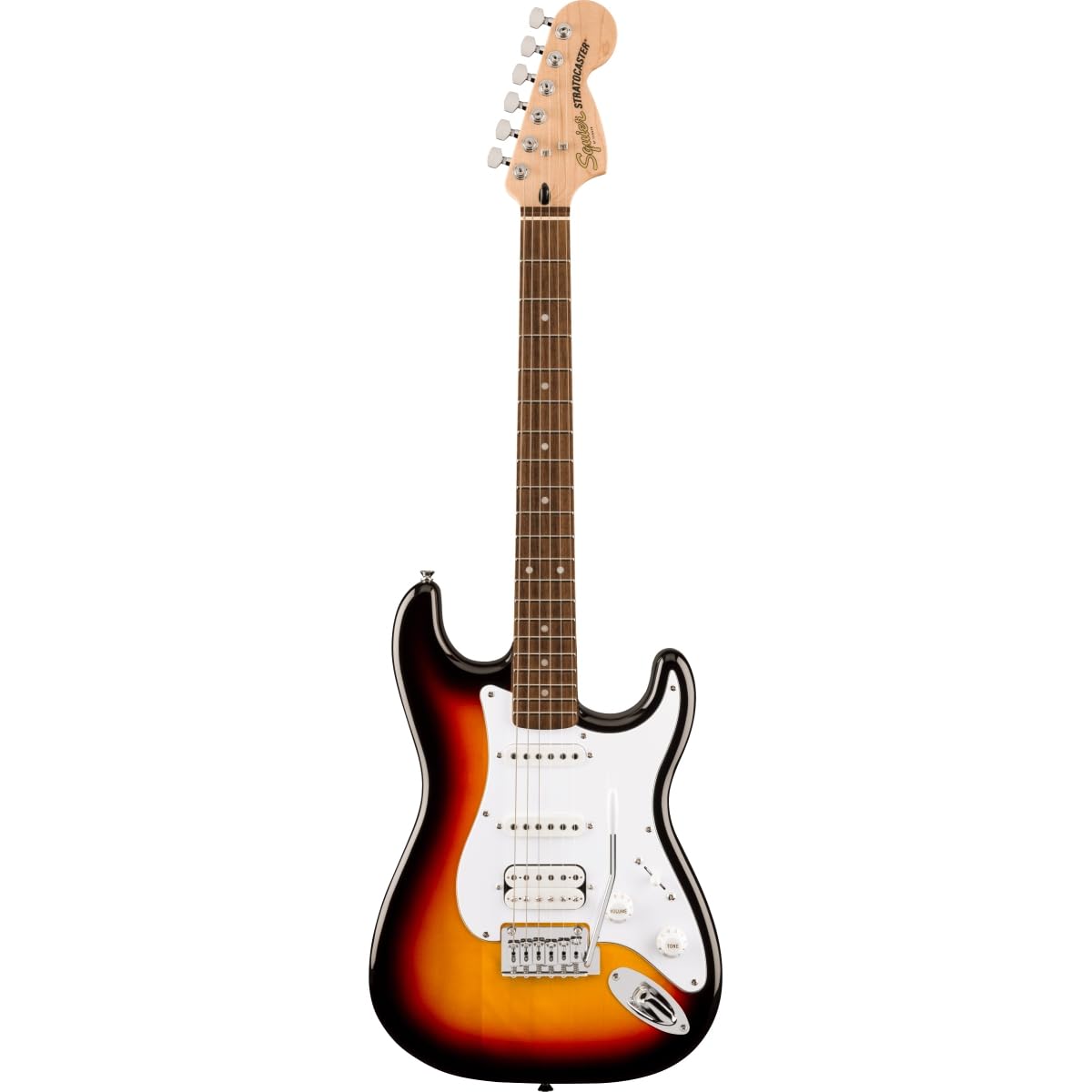 Affinity Series Stratocaster Junior HSS, Laurel Fingerboard, White Pickguard, 3-Color Sunburst