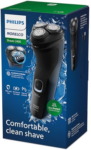 Philips Norelco Shaver 2400, Afeitadora eléctrica inalámbrica recargable con recortadora emergente, X3001/90