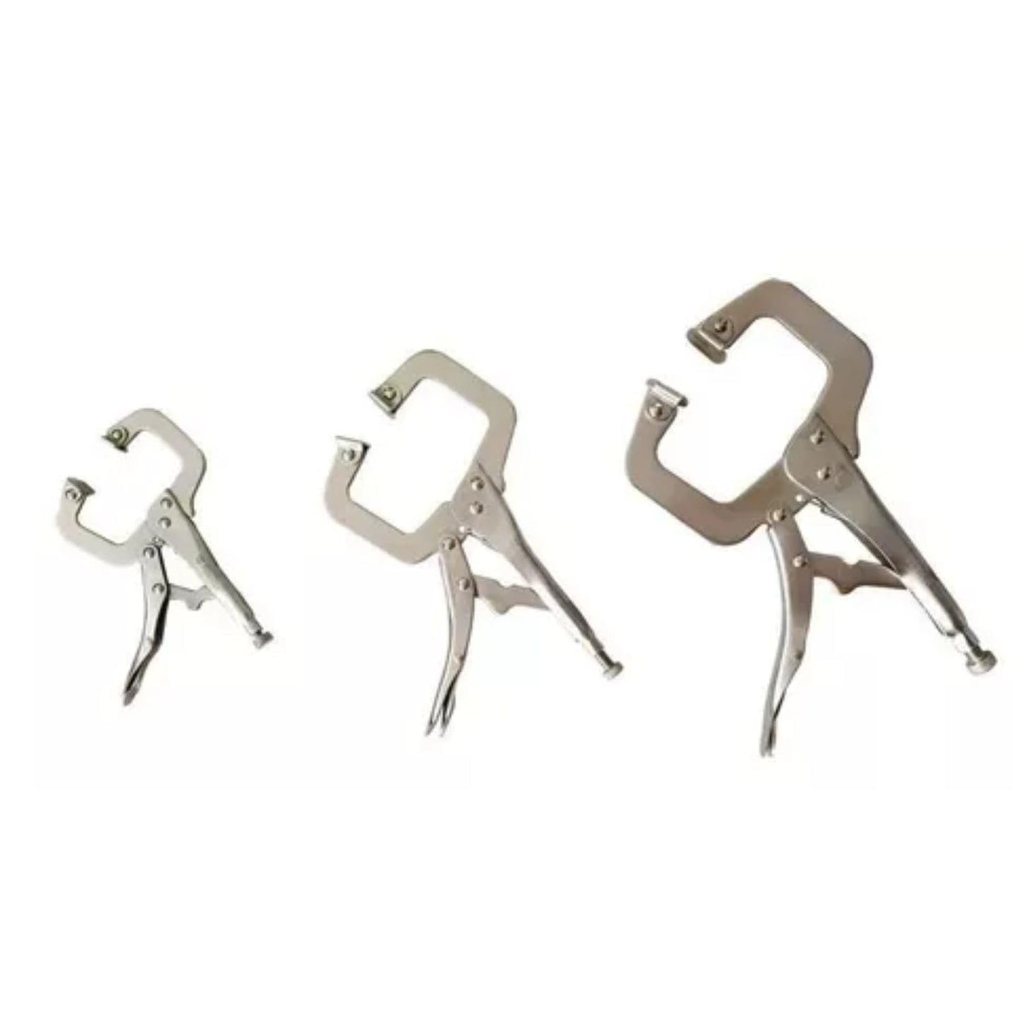 Pinza de Presión Tipo "C" Autoajustable de Metal, Seguridad Juego de 3 Piezas 17 cm, 23 cm, 27 cm