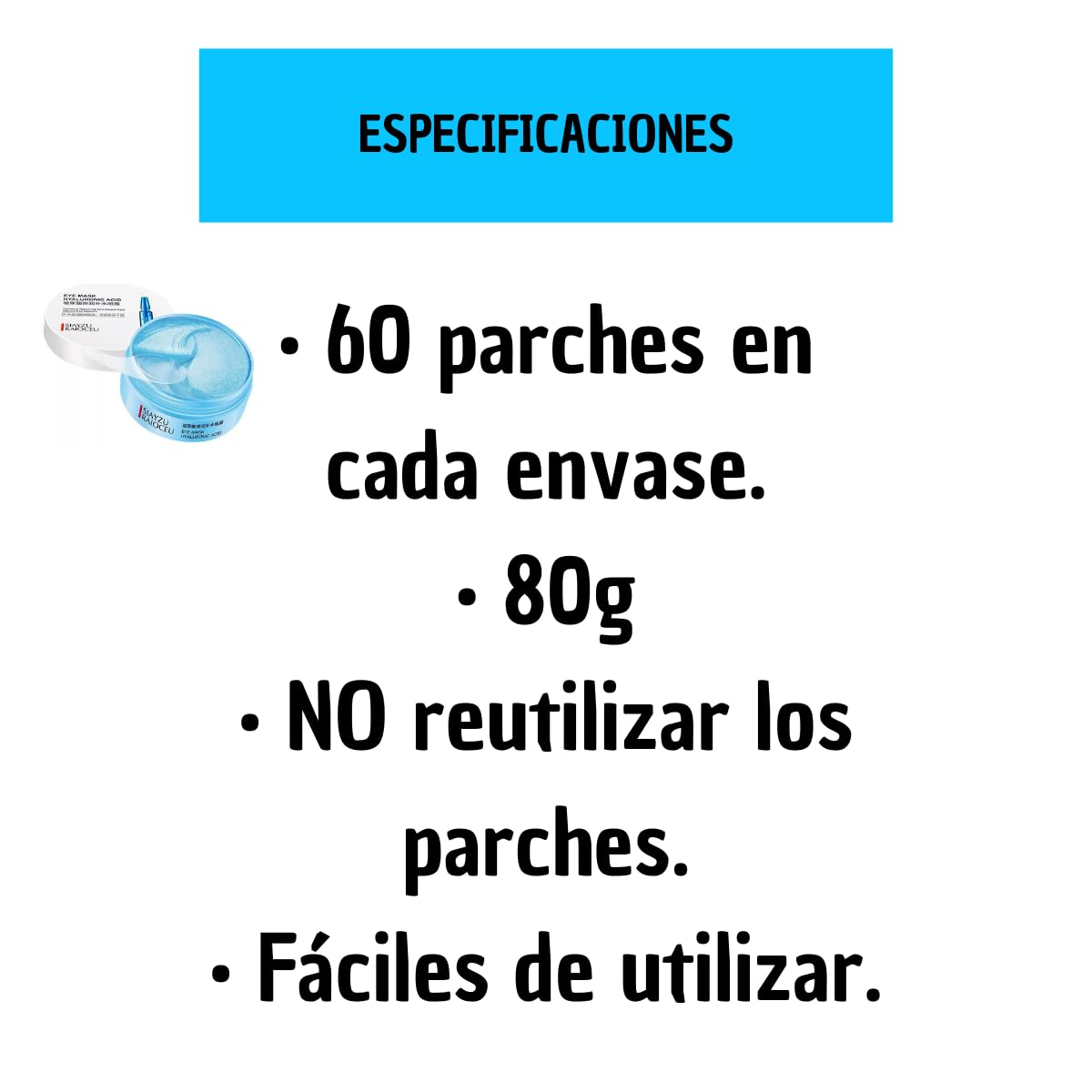 Parches Ojos Acido Hialuronico, Mascarilla Para Ojeras Y Bolsas, Contorno De Ojos, Hidrogel Anti Arrugas, Lineas De Expresion, Hinchazon, Parches Humectantes, Optigel, Eye Patches (2 unidades)