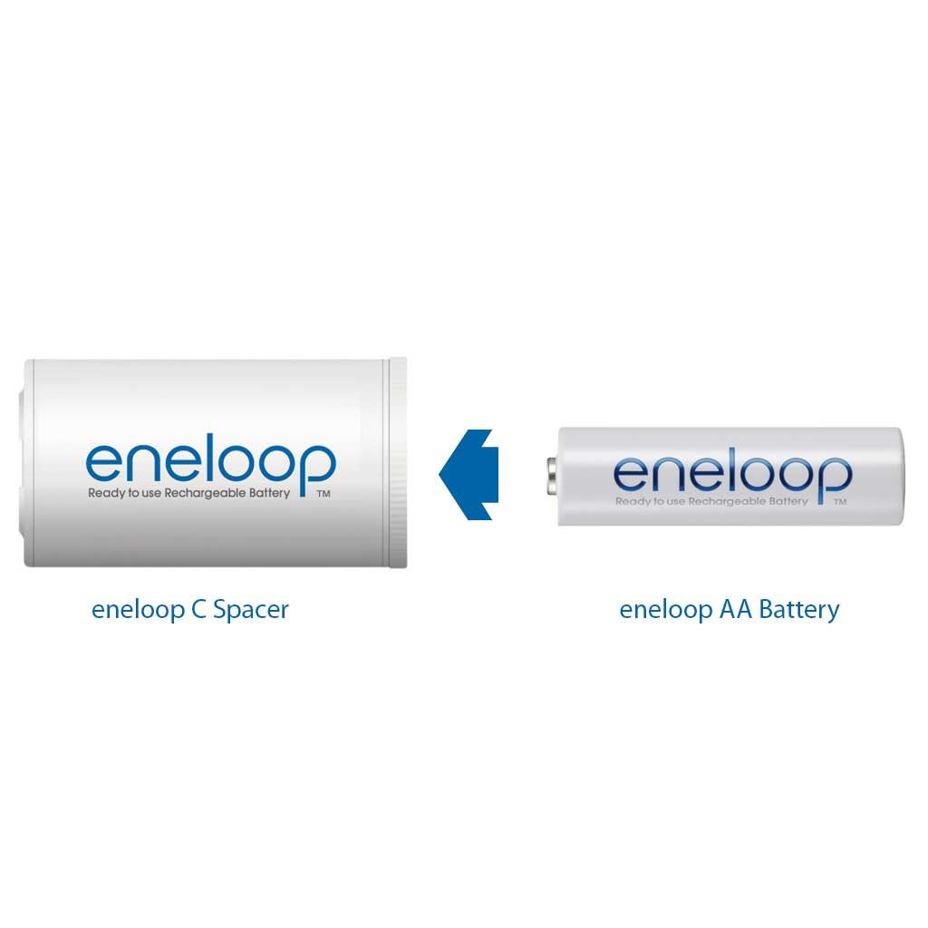 Adaptadores de Pilas C Panasonic eneloop Blancos, 4 Unidades