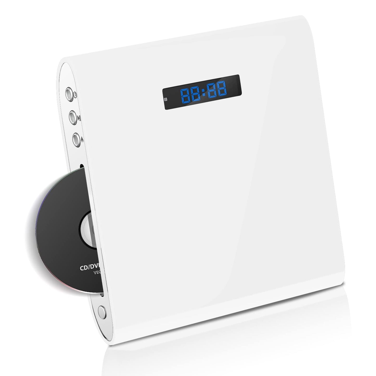 Famishow, reproductor de DVD gratuito para TV de todas las regiones con salida AV/HDMI y entrada USB, reproductor de DVD HD 1080P con cable HDMI, control remoto y cable AV, montaje en pared (blanco)