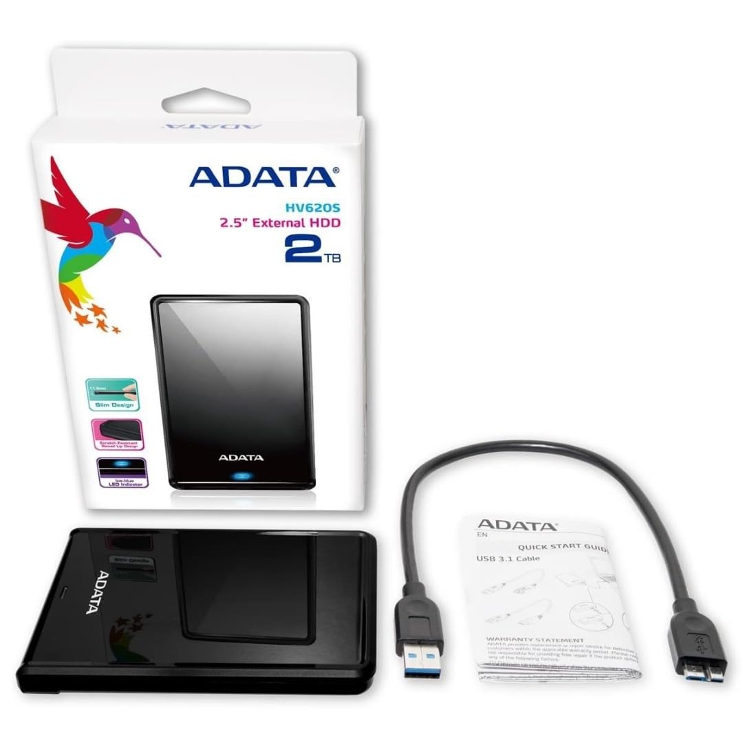 Disco Duro Externo ADATA Negro Ultra Delgado HDD HV620S USB 3.1 4 TB