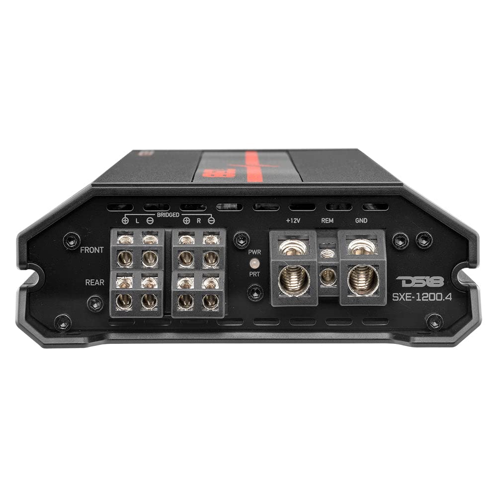 Amplificador de Coche DS18 Negro Rango Completo Clase A/B 4 Canales 1200 Vatios para Sistema de Audio del Coche