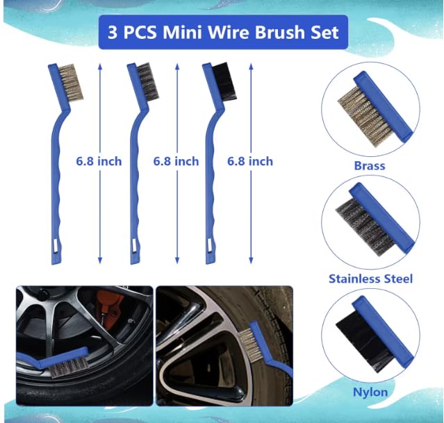 Juego de 24 cepillos para detalles de coche,Kit de Lavado de Coche,cepillos detallado automotriz,Suministros para Detalles de Coche,kit limpieza auto, Kit de Lavado para Interior, Exterior y Ruedas