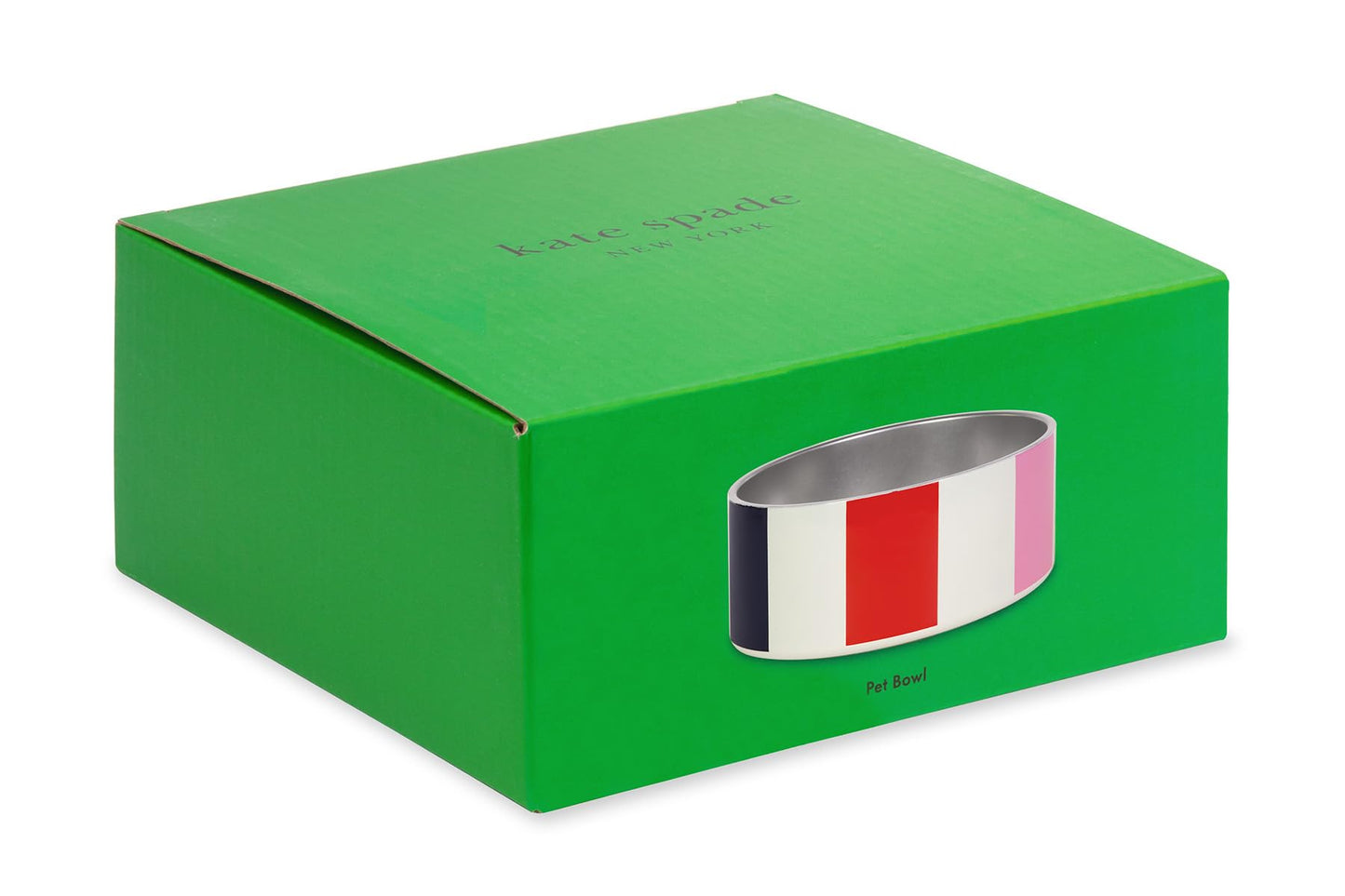 Kate Spade New York Dog Dish for Food and Water, Stainless Steel Bowl with Non-Slip Base, 2 Cup (16oz) Capacity, Small Pet Food Bowl or Water Dish for Dogs, Adventure Stripe